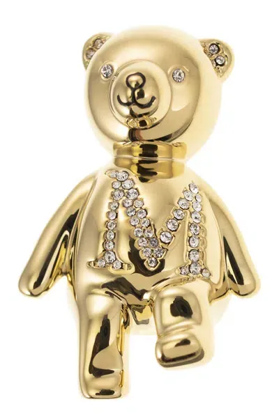 Max Mara Shiny Metal Bear Brooch In Gold