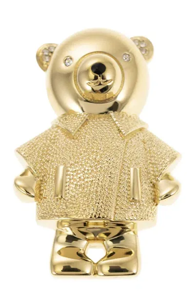 Max Mara Shiny Metal Bear Brooch In Gold