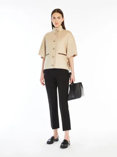 Max Mara Short Cashmere Cape In Sand