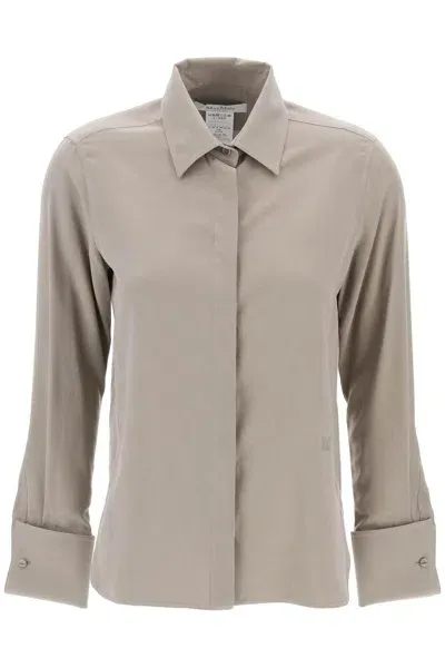 Max Mara Silk Canvas Candia Shirt In In Khaki