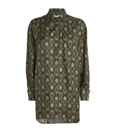 Max Mara Silk Patterned Shirt In Green