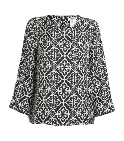 Max Mara Silk Patterned Shirt In White