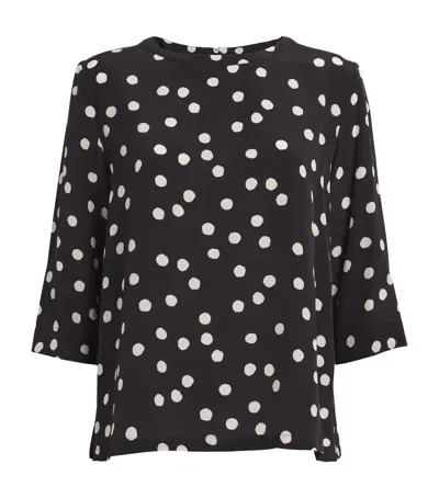 Max Mara Silk Polka Dot Blouse In Black