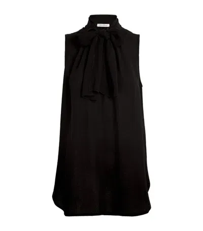 Max Mara Silk Pussybow Mela Blouse In Black