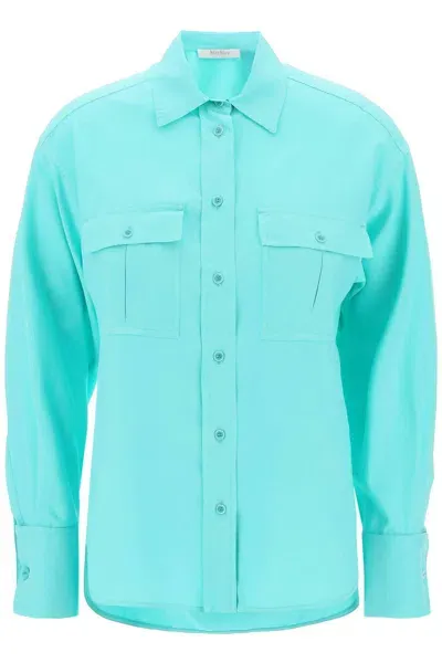 Max Mara Silk Shirt In Light Blue