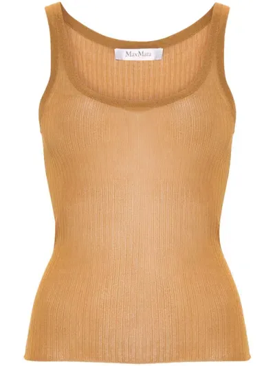 Max Mara Silk Tank Top In Brown