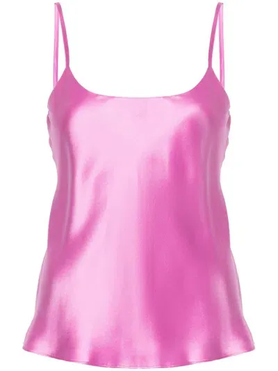 Max Mara Silk Satin Tank Top In Pink