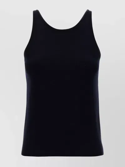 Max Mara Alfeo Wool Blend Knit Sleeveless Top In Dark Blue