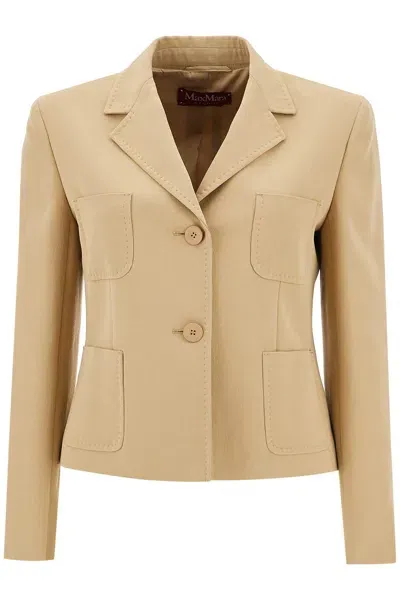 Max Mara Single-breasted Canvas Jacket In ' In Beige