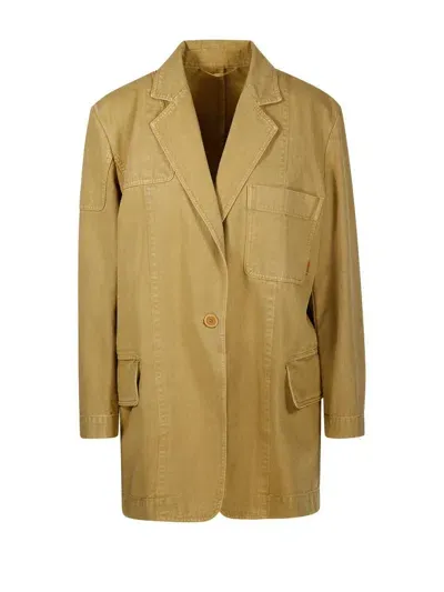 Max Mara Single-breasted Long-sleeved Jacket In Yellow