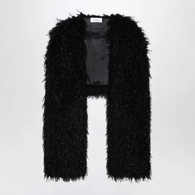 Max Mara Sportmax Black Faux Fur Shawl