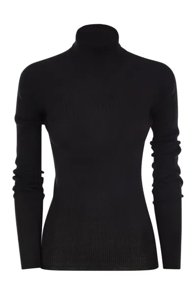 Max Mara Sportmax Flavia - Turtleneck Sweater In Virgin Wool In Black