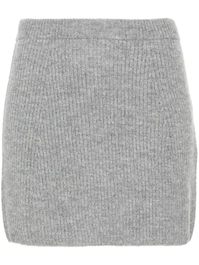 Max Mara Sportmax Wool Knitted Skirt In Gray