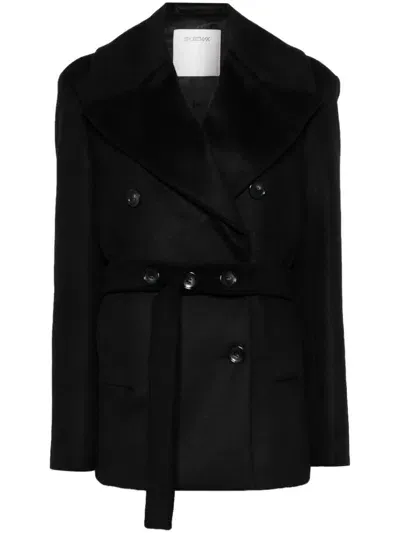 Max Mara Sportmax Wool Short Coat In Black