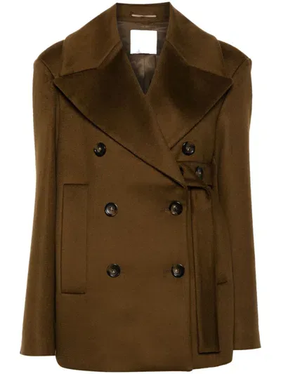 Max Mara Sportmax Wool Short Coat In Brown