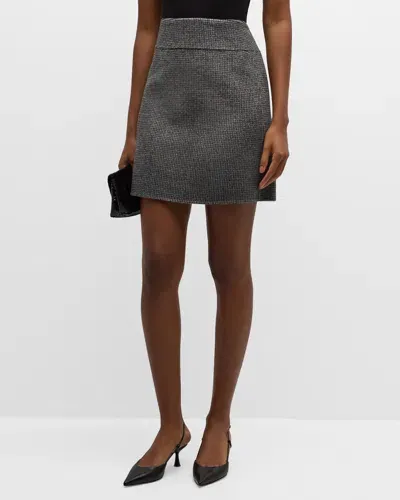 Max Mara Stone Wool-blend Houndstooth Mini Skirt In Medium Grey