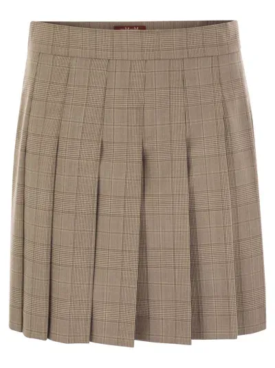 Max Mara Studio Alcuno Pleated Short Skirt In Wool Blend