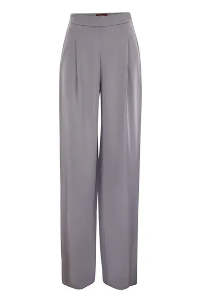 Max Mara Studio Attila - Wide Trousers In Enver Satin In Grey