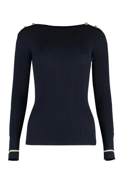 Max Mara Studio Banfy Virgin Wool Sweater In Blue