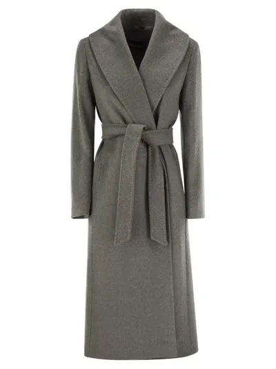 Max Mara Studio Belted Long In Grey