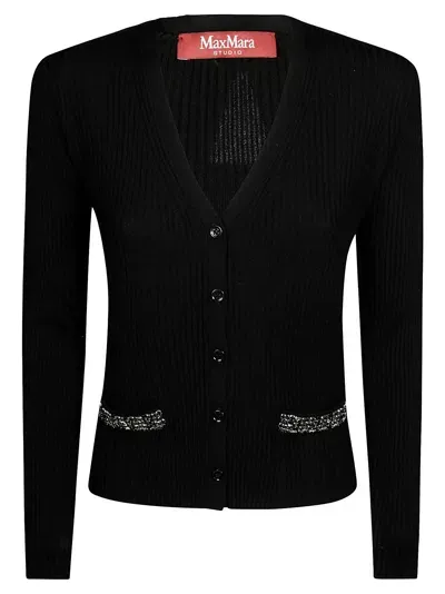 Max Mara Studio Brandy Cardigan Gioiello In Black