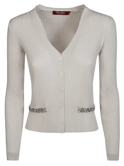 Max Mara Studio Brandy Cardigan Gioiello In White