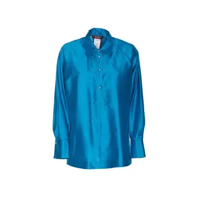 Max Mara Studio Canga Silk Shirt In Blue