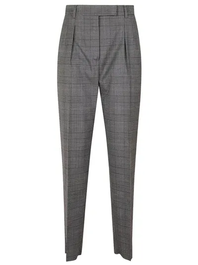 Max Mara Studio Checked Straight Leg Trousers In Gris