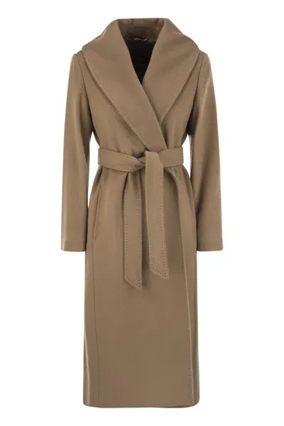 Max Mara Studio Loriana - Wool Drap Coat In Brown