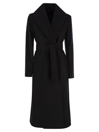 Max Mara Studio Loriana - Wool Drap Coat In Black