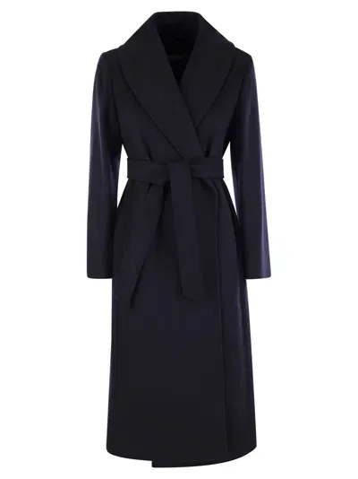 Max Mara Studio Loriana Wool Drap Coat In Blue