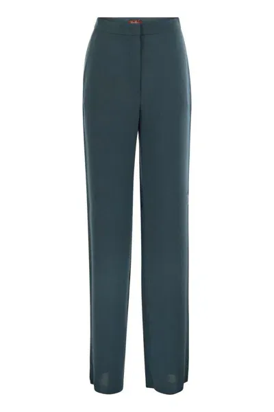 Max Mara Studio Medusa - Fluid Cady Trousers In Green