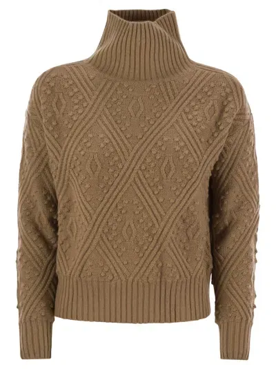 Max Mara Studio Panino Argyle Cashmere Blend Sweater In Brown