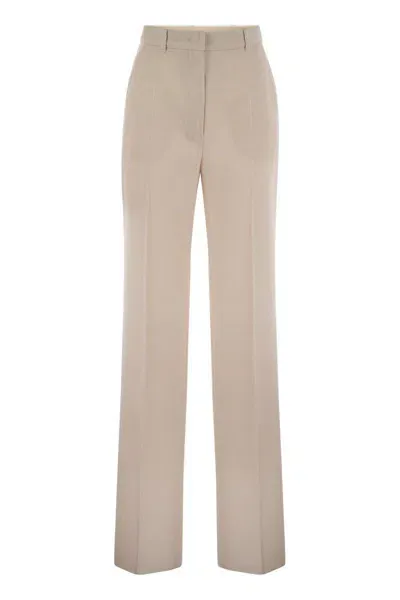 Max Mara Studio Quasar - Wool Satin Crepe Trousers In Beige