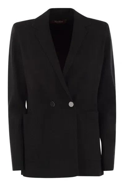 Max Mara Studio Titania - Viscose Blend Double-breasted Blazer In Black