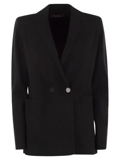 Max Mara Studio Titania Viscose Blend Double Breasted Blazer In Black