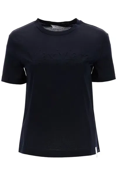 Max Mara T Shirt Con Logo Impresso In Blue