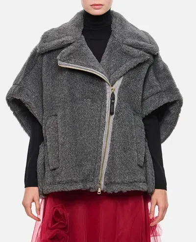 Max Mara Teddy Cape Biker In Grey