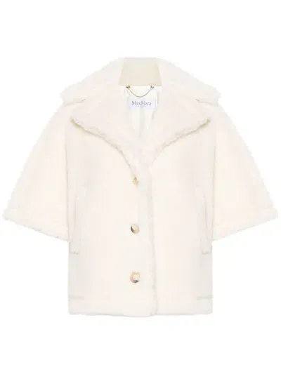 Max Mara Teddy Fabric Cape In ホワイト