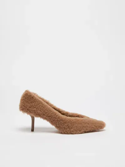 Max Mara Teddy Fabric Court Shoes In Camel