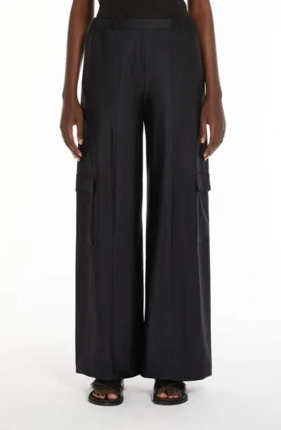 Max Mara Teseo Wide Leg Cargo Pants In Nero