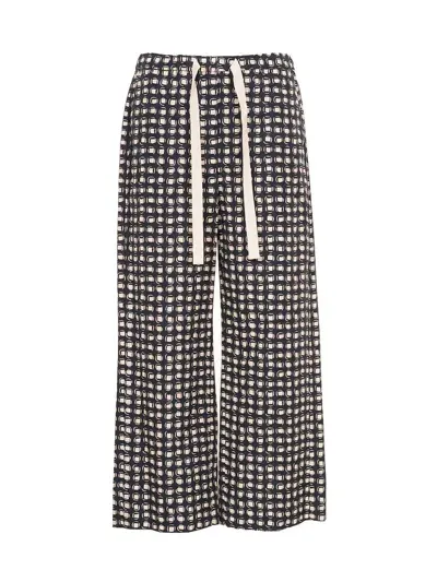 Max Mara The Cube All-over Printed Drawstring Pants In Panna/blu