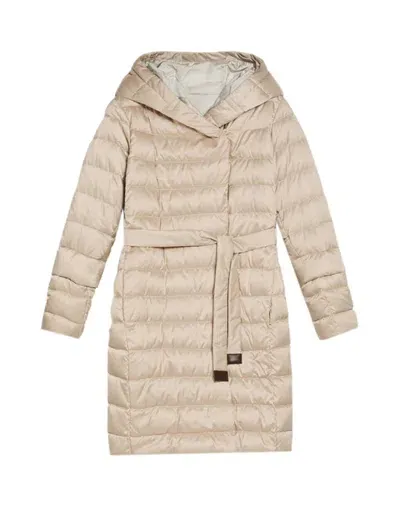 Max Mara The Cube Belted Padded Coat In Beige