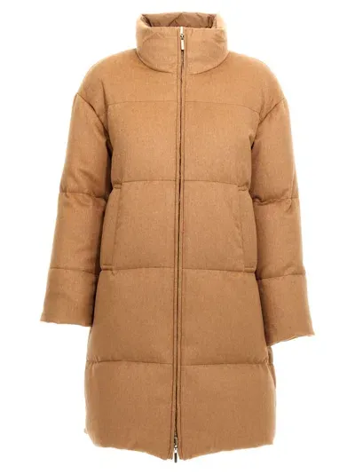 Max Mara The Cube Dante Reversible Long Down Jacket In Neutrals