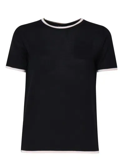 Max Mara The Cube Egidio T-shirt In Virgin Wool In Nero/panna