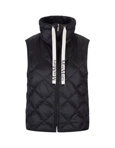 Max Mara The Cube High Neck Drawstring Gilet In Black