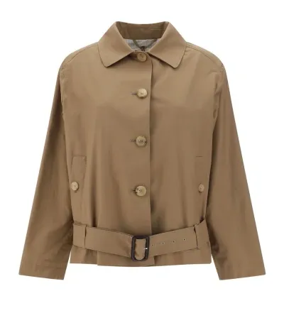 Max Mara The Cube Sportmax Buttoned Belted Trench Coat In Caramel