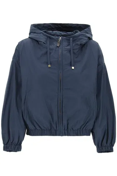 Max Mara The Cube Technical Taffeta Hooded Jacket In Blue