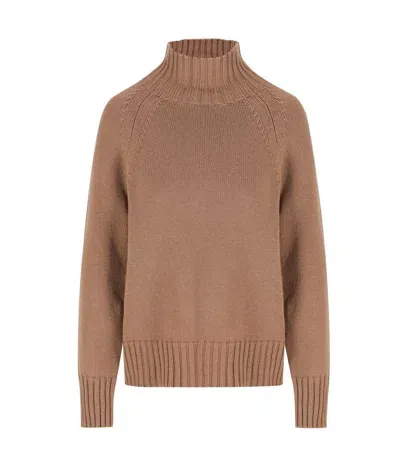 Max Mara The Cube Turtleneck Knitted Jumper In Cammello