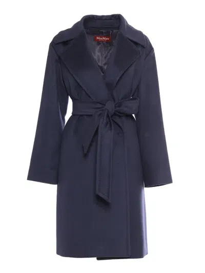 Max Mara Tigre Navy Coat In Blue